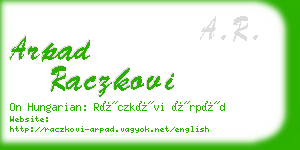 arpad raczkovi business card